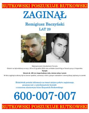 Co się stało z Remigiuszem Baczyńskim? Konferencja prasowa dziś 26 stycznia o godz. 15:00 w Toruniu