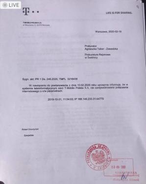 [VIDEO] Dlaczego sieć T-Mobile nie może ustalić sprawcy kryminalnego przestępstwa na szkodę Bożeny Zalewskiej z Kłodzka? Prokuratura ma numer IP, datę, godzinę i sekundę, a T-Mobile w ogóle nie odnotował tego przestępczego działania!
